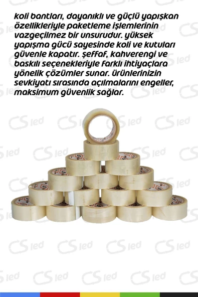 CSled  Koli Bandı 45mm x 100mt – Şeffaf, Güçlü Yapışkanlı, Kopmayan Bant - 2