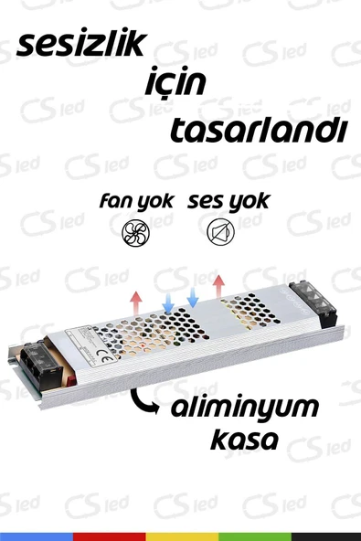 CSled  12 Volt 5 Amper 60 Watt Ultra Slim Trafo – IP20 Koruma - 4