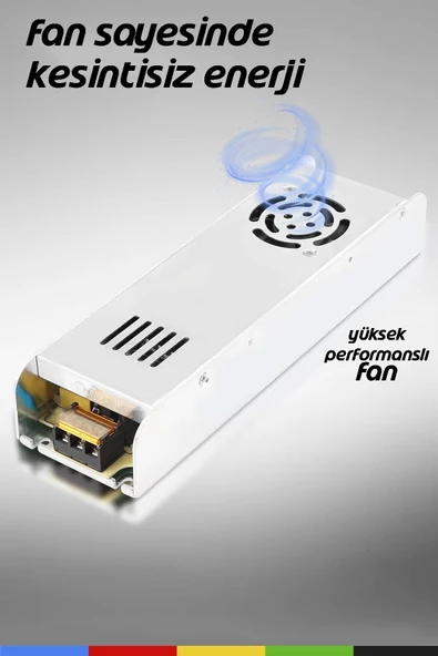 CSled  12V 30 Amper 360 Watt Metal Fanlı Dar Kasa Adaptör – Güçlü ve Güvenilir İç Mekan Kullanımı - 2