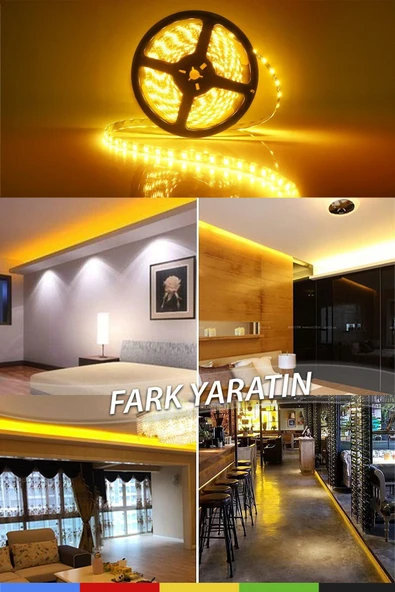 CSled  12V İç Mekan M/120 2835 Gün Işığı LED Şerit – 5 Metre, Kesilebilir ve Eklenebilir - 2
