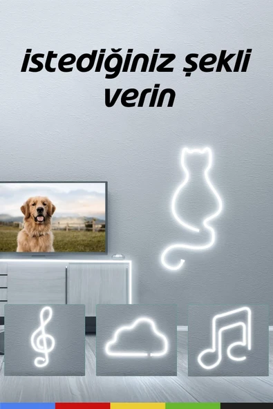 CSled  12V İç ve Dış Mekan Beyaz Neon LED Şerit – 5 Metre Esnek Silikon Neon  (2.5 Cm’de Bir Kesilebilir) - 7
