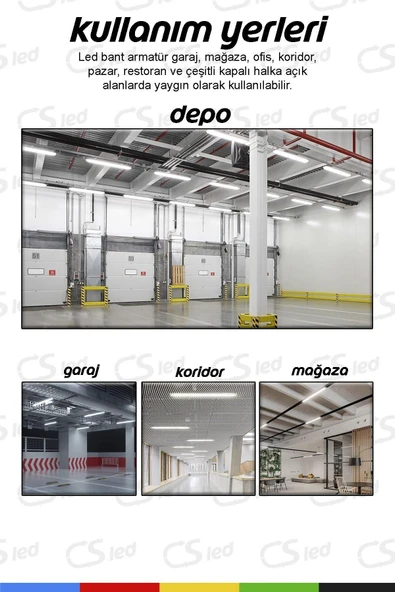 CSled  120 cm 36W Yatay LED Bant Armatür – Beyaz Işık, Enerji Tasarruflu & Uzun Ömürlü - 3
