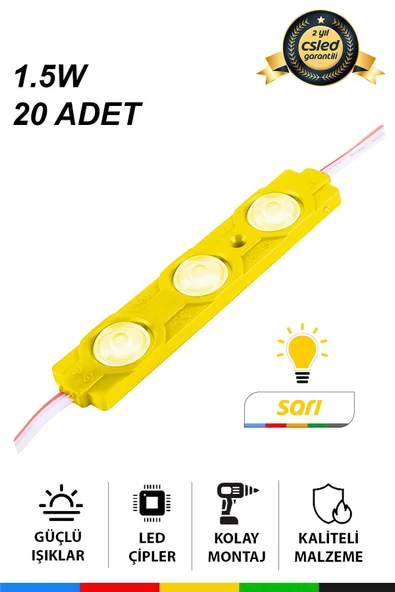 CSled  1.5W Sarı Modül Led 2835 SMD Mercekli  Yüksek Performans Düşük Enerji Tüketimi IP65 Suya Dayanıklı