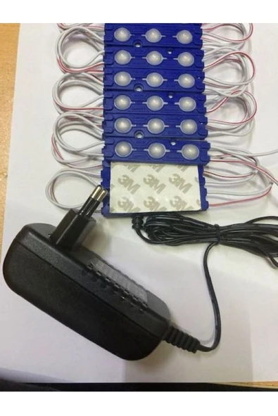 3M  20 Adet Soft Mercekli Modül Led Mavi Adaptor Tak Çalıştır
