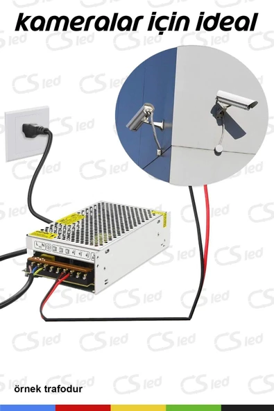 CSled  12 Volt 16,5 Amper Metal Kasa Adaptör – Geniş Kasa Güç Kaynağı - 3