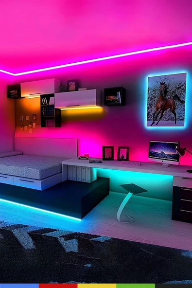 CSled  12V İç Mekan M/60 5050 Mavi LED Şerit – 5 Metre, Kesilebilir ve Eklenebilir - 7