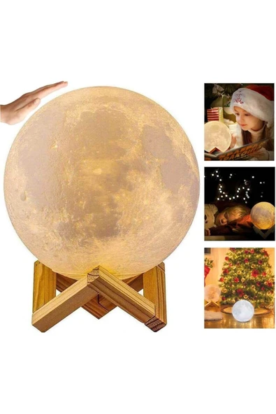 ELBA  3d Standlı Ay Gece Lambası (36 Cm Çap) - 3