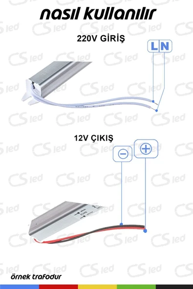 CSled  12V 5 Amper Kalem Tipi Trafo – IP66 Su Geçirmez Dış Mekan Trafo – Dayanıklı ve Güçlü Güç Kaynağı - 3