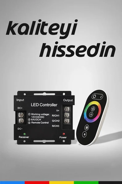CSled  RGB Dokunmatik Şerit LED Kumanda & Kontrol Cihazı – 36A, 12/24V, RF Uzaktan Kumanda - 6