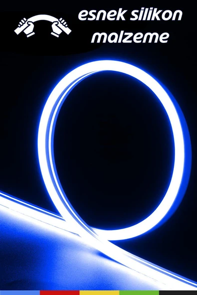 CSled  12V İç ve Dış Mekan Mavi Neon LED Şerit – 5 Metre Esnek Silikon Neon Işık, (1 cm’de Bir Kesilebilir) - 4