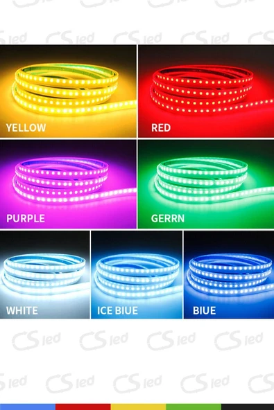 CSled  12V İç Mekan M/60 5050 Mavi LED Şerit – 5 Metre, Kesilebilir ve Eklenebilir - 6