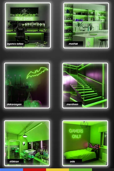 CSled  12V İç ve Dış Mekan Yeşil Neon LED Şerit – 5 Metre Esnek Silikon Neon  (1 cm’de Bir Kesilebilir) - 3