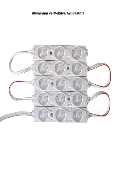 inox  Akvaryum Modül Led Aydınlatma Günışığı Sarı Işık Anahtarlı 5'li