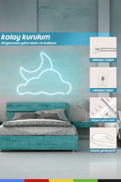 CSled  12V İç ve Dış Mekan Buz Mavisi Neon LED – 5 Metre Esnek Silikon Neon  (2.5 Cm’de Bir Kesilebilir) - 6