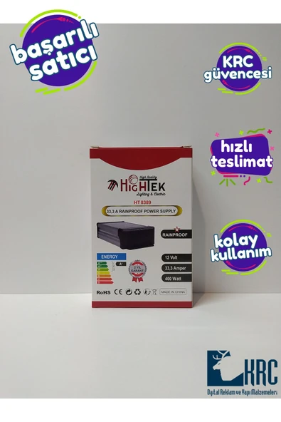 KRCDİJİTAL  Hightec Yağmur Korumalı Led Trafo-power Supply 12-400-33,3