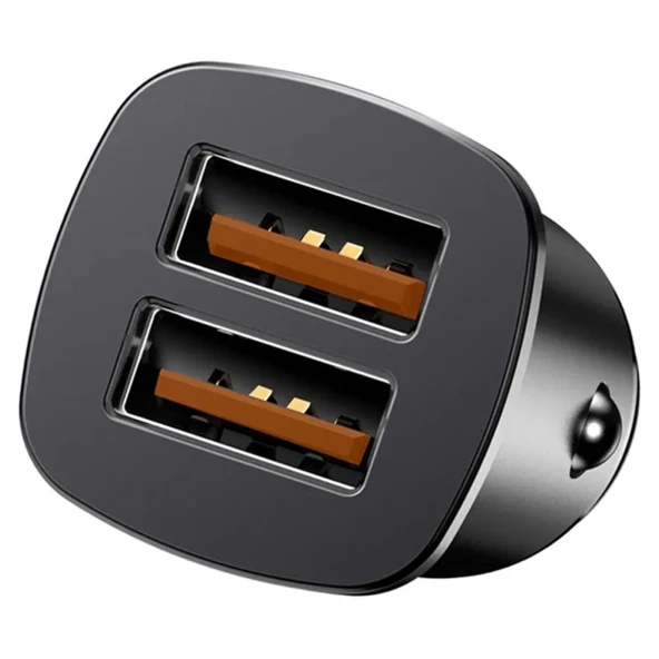 Baseus Square Metal 30W QC3.0 Dual Hızlı Araç Şarjı (Siyah) - 3