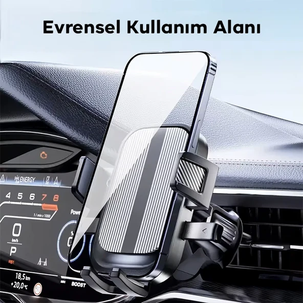 B093 Yuvarlak Havalandırma Uyumlu Araç Içi Telefon Tutucu (Siyah) - 4
