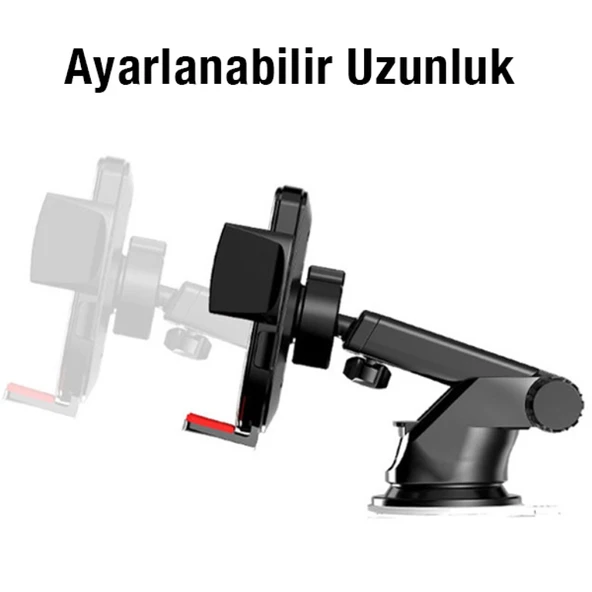 Araç İçi Çok Fonksiyonlu 360 Derece Dönebilir Telefon Tutucu (Siyah) - 5