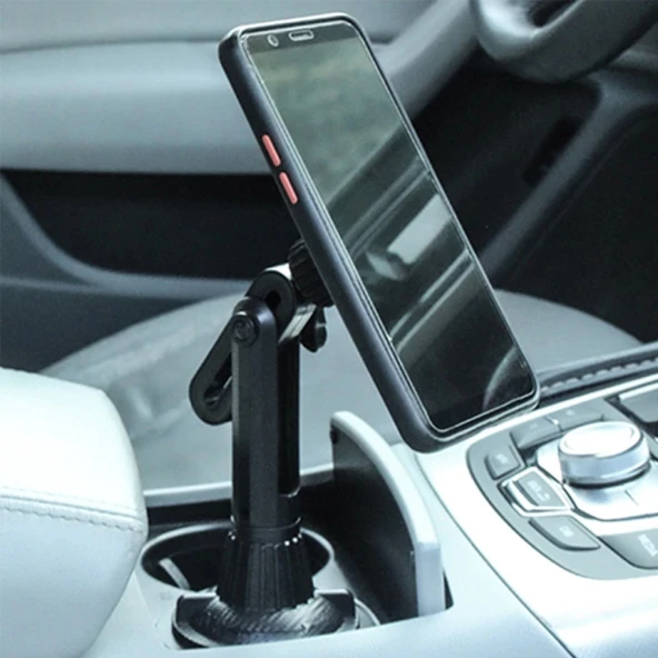 Bardak Tutucu Yeri i̇çin 360 Derece Döner Manyetik Araç İçi Telefon Tutucu (Siyah) - 3