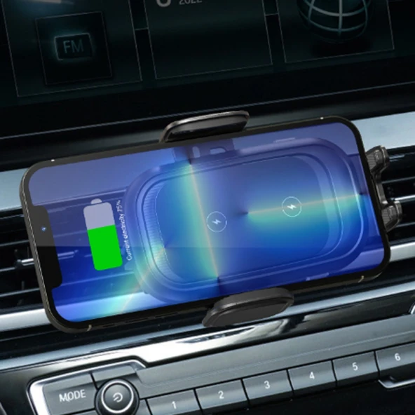 CW30 15W Hızlı Şarjlı Otomatik Araç İçi Havalandırma Telefon Tutucu (Siyah) - 2