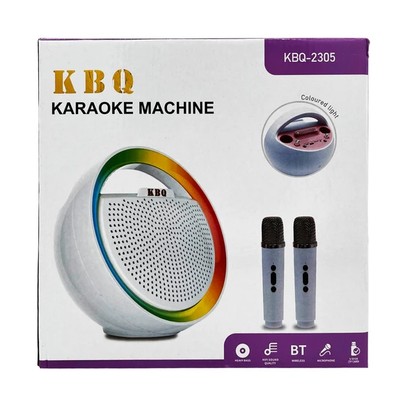 KBQ Karaoke Makinesi 2 Adet Kablosuz Mikrofonlu Taşınabilir Bluetooth Hoparlör - 7