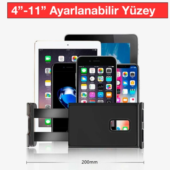 Universal Araç Arka Koltuk Tablet ve Telefon Tutucu (Siyah) - 3