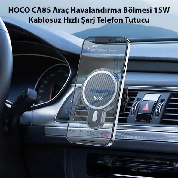 Hoco CA85 15 W Kablosuz Hızlı Şarj Telefon Tutucu (Siyah) - 5