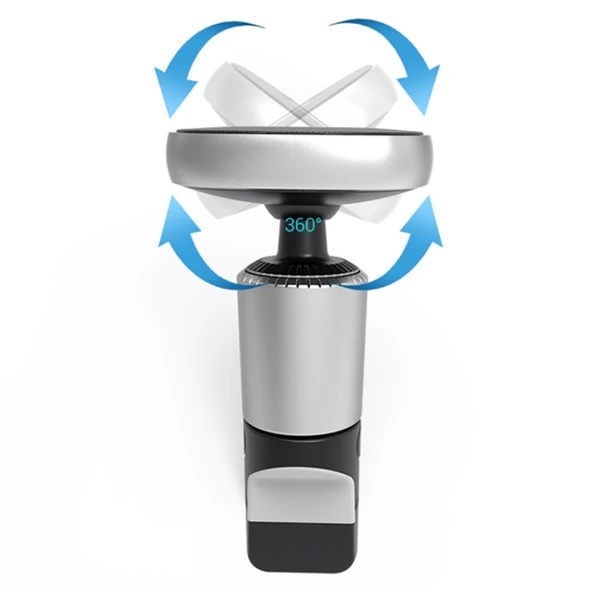 Floveme Güçlü Mıknatıslı 360 Döner Universal Araç Havalandırma Telefon Tutucu (Gri) - 4