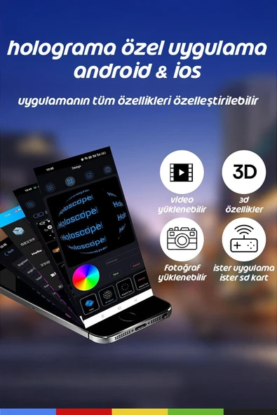 CSled  Smart 3D Hologram 42 cm Fan – 12V, 170° Görüş Açılı, WiFi ve APP Kontrollü - 3