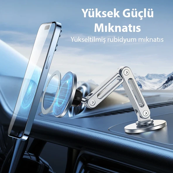 LF-256 Alüminyum Araç İçi Torpido Üstü Manyetik Telefon Tutucu (Gri) - 2