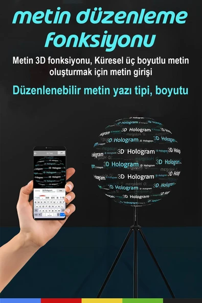 CSled  Smart 3D Hologram 42 cm Fan – 12V, 170° Görüş Açılı, WiFi ve APP Kontrollü - 4