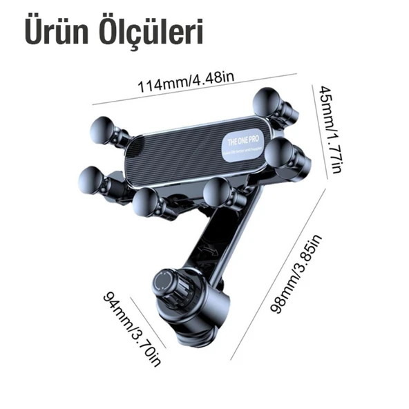 One Pro 360° Dönebilen Araç İçi Havalandırma Telefon Tutucu (Siyah) - 5