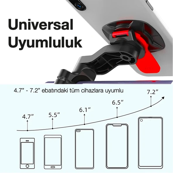 HL-143A Bisiklet Motosiklet Gidon Telefon Tutucu (Siyah-Kırmızı) - 5