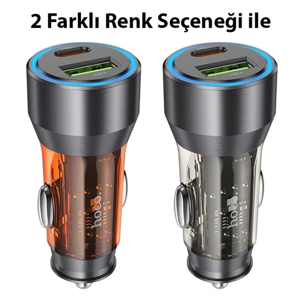 HOCO NZ12A Action PD43W USB + Type-C Hızlı Şarj Araç Çakmaklı Şarj Aleti (Siyah) - 5