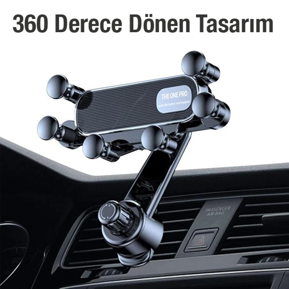 One Pro 360° Dönebilen Araç İçi Havalandırma Telefon Tutucu (Siyah) - 3