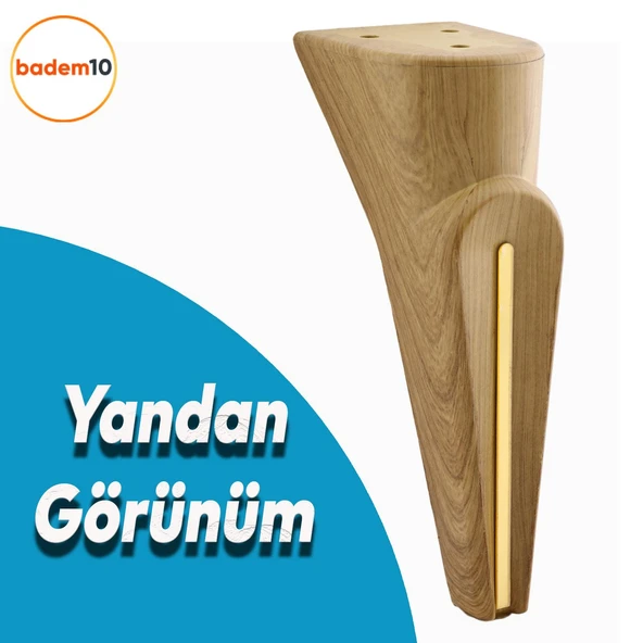 (4 ADET) Nota Ceviz 19 Cm Mobilya Kanepe Tv Ünitesi Koltuk Ayağı Ayakları Ahşap Desenli Kahverengi - Resim 3