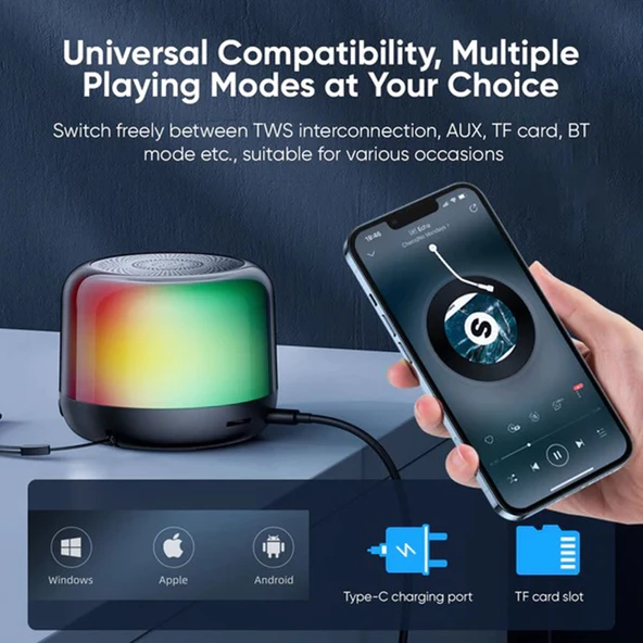 JOYROOM JR-ML03 RGB Işıklı Kablosuz Bluetooth Hoparlör - Speaker - 4
