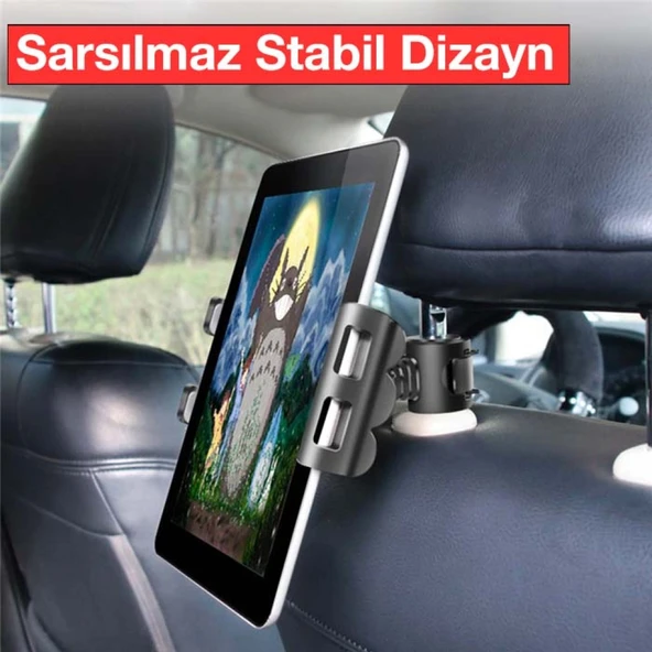Universal Araç Arka Koltuk Tablet ve Telefon Tutucu (Siyah) - 5
