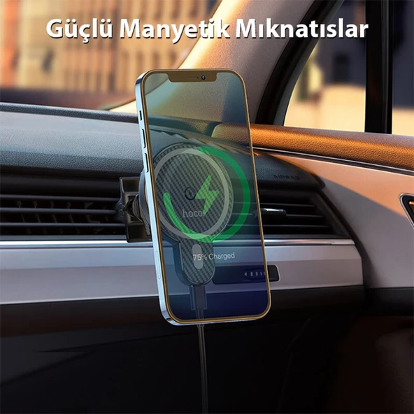 Hoco CA85 15 W Kablosuz Hızlı Şarj Telefon Tutucu (Siyah) - 3
