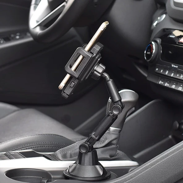 HB-801 Teleskopik Araç bardak Yeri Telefon Tutucu (Siyah) - 6