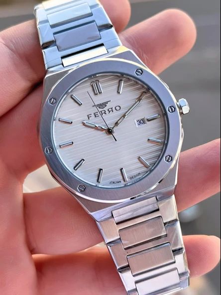Ferro Çelik Kordon Nişan Ve Damat Saati Olarak ITALIAN DESIGN 3 Atm Erkek Kol Saati EFM40147-A3 - Resim 3