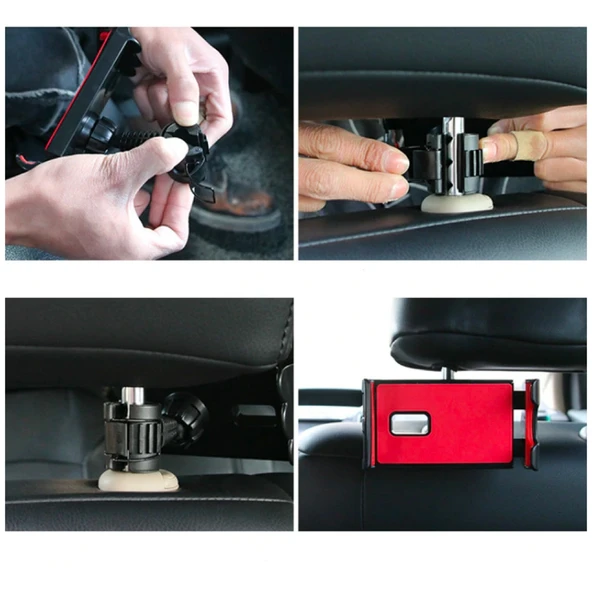 Universal Araç Arka Koltuk Tablet ve Telefon Tutucu (Siyah) - 2