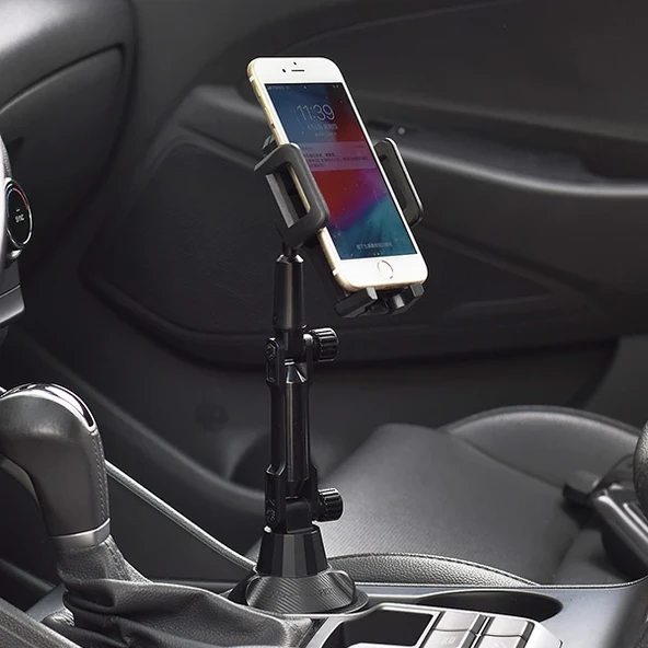 HB-801 Teleskopik Araç bardak Yeri Telefon Tutucu (Siyah) - 7