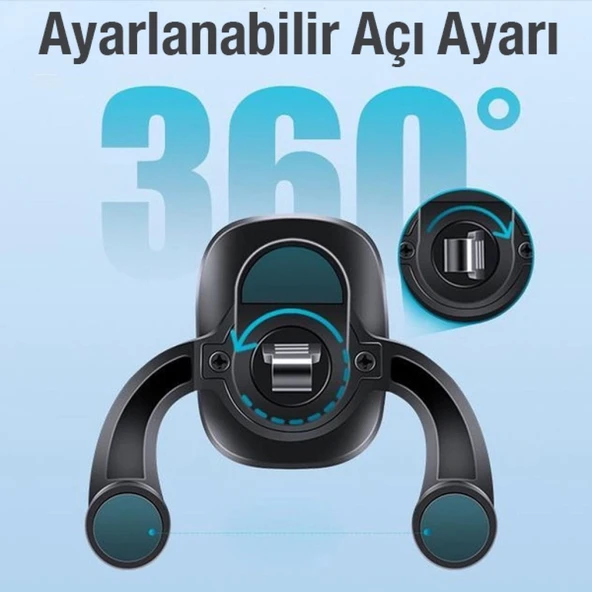 Oto Araç Havalandırma Klima Bölmesi Manyetik Araç içi Telefon Tutucu (Siyah) - 4