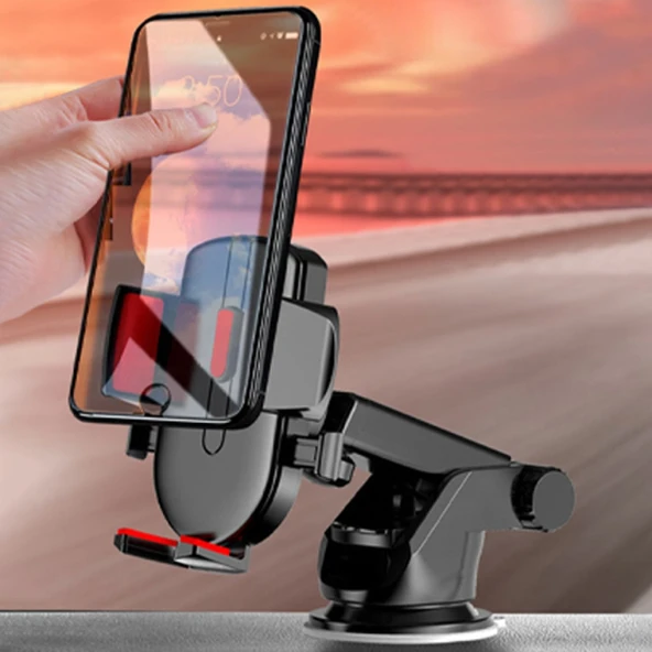 Araç İçi Çok Fonksiyonlu 360 Derece Dönebilir Telefon Tutucu (Siyah) - 3
