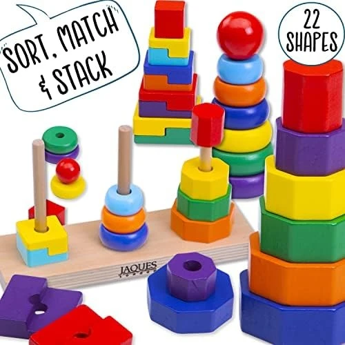 Ahşap İstifleme Oyuncakları, 3+ Yaşındakiler için Oyuncaklar, Eğitici İstifleme Halkaları, Sıralama, İstifleme ve Takmalı Oyuncaklar - 4