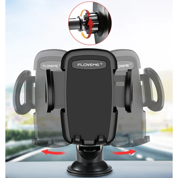 FLOVEME Teleskopik Cep Telefonu Araba-Araç Tutucu (Siyah) - 4