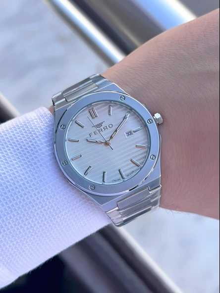 Ferro Çelik Kordon Nişan Ve Damat Saati Olarak ITALIAN DESIGN 3 Atm Erkek Kol Saati EFM40147-A3 - Resim 2