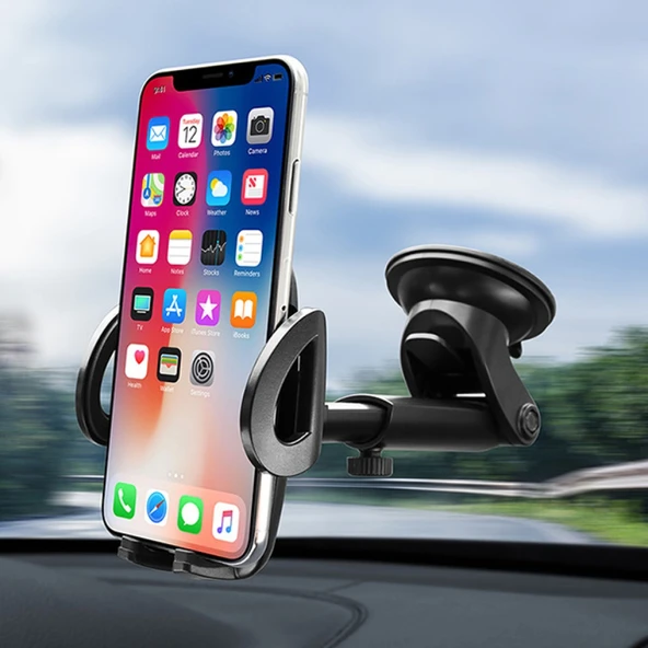 FLOVEME Teleskopik Cep Telefonu Araba-Araç Tutucu (Siyah) - 3