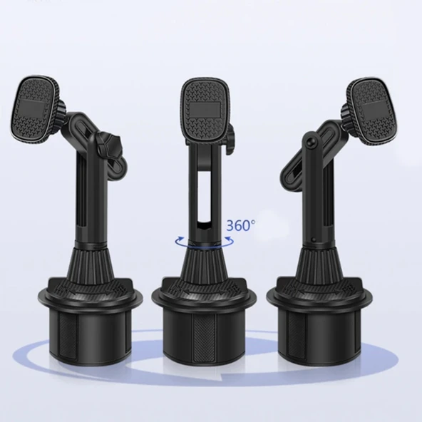 Bardak Tutucu Yeri i̇çin 360 Derece Döner Manyetik Araç İçi Telefon Tutucu (Siyah) - 4
